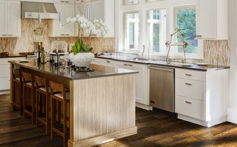 hardwood flooring in white kitchen